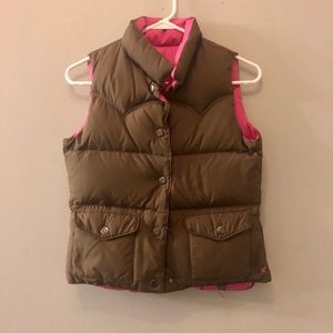 Reversible puffer vest pink & brown